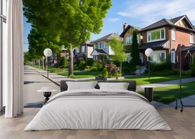 Architectural beauty of Suburban GS Houses Arranged in a Tranquil Neighborhood Wall mural