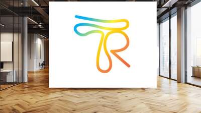 letter  TR color gradient line art logo Wall mural