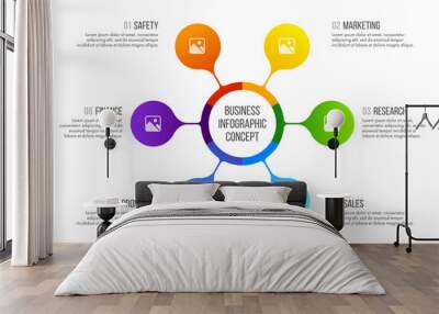 Timeline infographics design vector can be used for workflow layout, diagram, annual report, web design. Business concept with 6 options, steps or processes. Wall mural