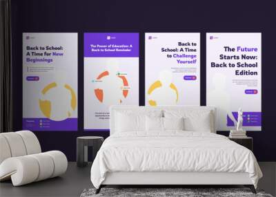 School Education promotion collection with vertical standee roll up banner or social media story template Wall mural