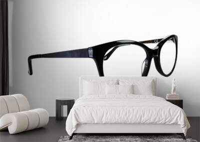 black glasses isolated on white background Wall mural