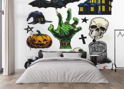 halloween logo set, vector logo icon Wall mural