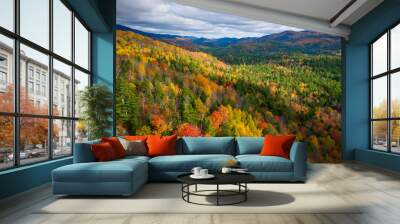 Aerial view of Mountain Forests in Autumn with Fall Colors in New England Wall mural