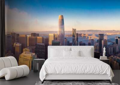 Aerial View of San Francisco Skyline at Sunset Wall mural