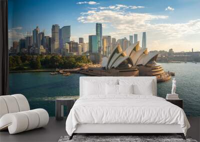 Sydney Harbour Opera House Cityscape Skyline Aerial View, Sydney, Australia Wall mural