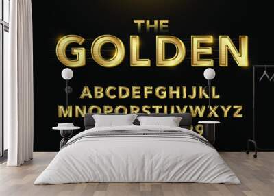 Gold elegant alphabet font set  Wall mural