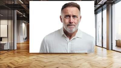 PNG studio portrait of a mature man looking scared against a grey background Wall mural