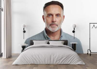 PNG studio portrait of a mature man standing against a grey background Wall mural