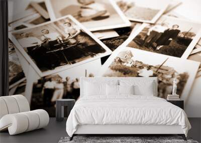 Stack of old photos Wall mural