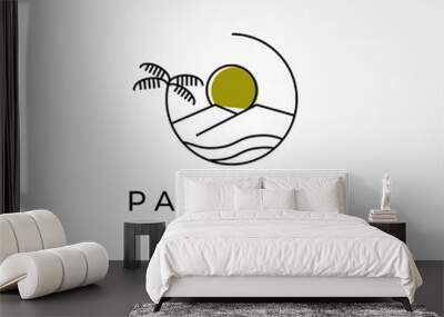 paradise or beach logo line art design illustration Wall mural