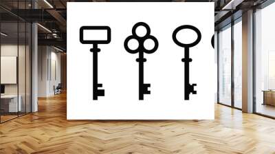 Vintage key black silhouette vector design, security metal collection Wall mural