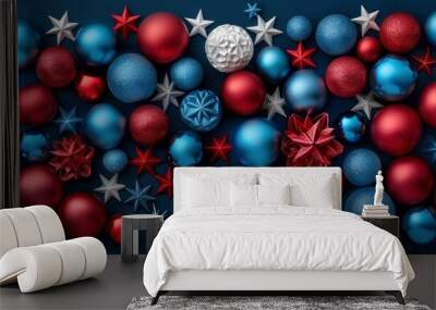 Usa Federal Holiday Banner Design, A Flat Lay Composition With American Flag Colors Wall mural