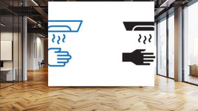 Drying hand icon linear graphics set vector in black Wall mural