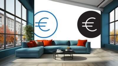 Euro icon linear graphics set vector in black Wall mural