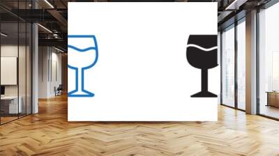 Wine glass icon linear graphics set vector in black Wall mural