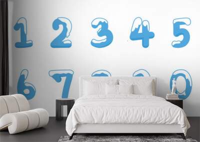 Number hand drawn. Typographic art. Winter and christmas concept Wall mural