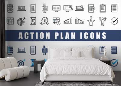 Action plan icon set. Wall mural