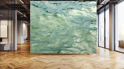 Abstract pale green water ripples texture from reflections on the surface Wall mural