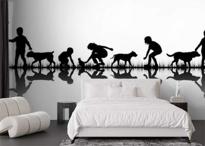 I love animals concept with silhouettes of people and animals Wall mural