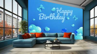 Birthday background with blue love Wall mural