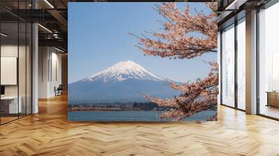 Fuji mountain and cherry blossoms in spring, Japan. Wall mural