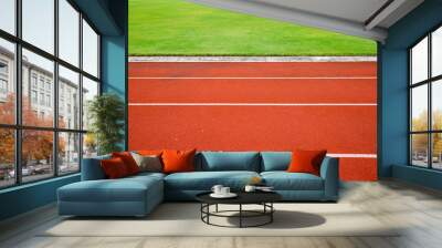 red running track for background. Wall mural