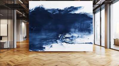 closeup of a deep navy blue smear, its edges fading into soft white Wall mural