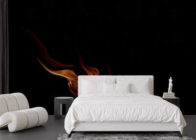 fire flames on black background Wall mural