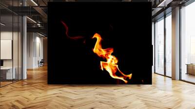 fire flames on black background Wall mural