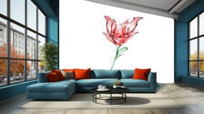 Rose made of water splash isolated on white background Wall mural