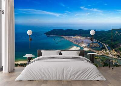 Aerial view of Chan May bay and beach, harbor, Hue, Vietnam. Panorama Wall mural