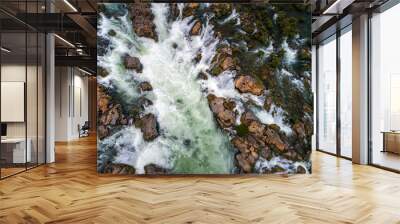 Aerial view of Li Phi waterfall in Laos - Tat Somphamit, don khone, si phan don on four thousand islands in Laos. Landscape of nature in south east asia during summer. Wall mural