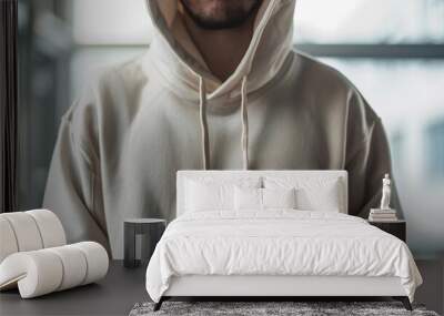 Hoodie mockup with the hood up Wall mural