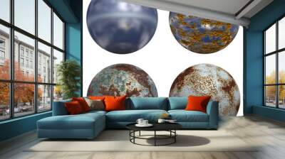 3d rusted steel spheres set or collection isolated Wall mural