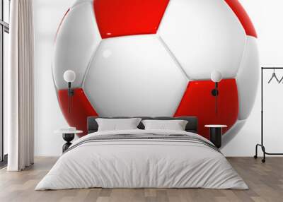 3d white and red leather soccer ball isolated Wall mural