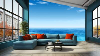 Blue sea or ocean water with sky banner Wall mural