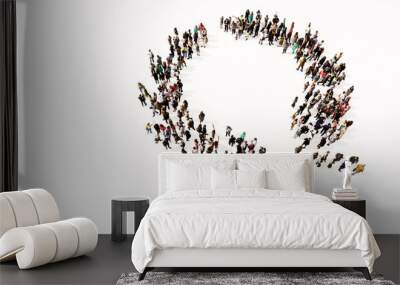 Concept conceptual large community of people forming an laurel wreaths image on white background. A 3d illustration metaphor for victory, winning, success, achievement, triumph, celebration or royal Wall mural