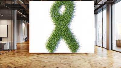 Concept or conceptual green summer lawn grass symbol isolated white background, breast cancer symbol. 3d illustration metaphor for awareness, solidarity, life, prevention, support, help and cure Wall mural