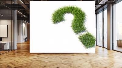 Concept or conceptual green summer lawn grass symbol isolated white background, question mark. 3d illustration metaphor for communication, interrogation, advice, creative thinking, solution, support Wall mural