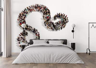 Concept or conceptual large gathering  of people forming an leo zodiac sign on white background. A 3d illustration symbol for  esoteric, the mystic, the power of prediction of astrology Wall mural