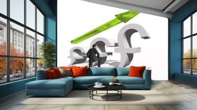 Conceptual 3D green glass pound symbol with arrow pointing up Wall mural