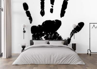 conceptual black paint human hand or handprint of child Wall mural