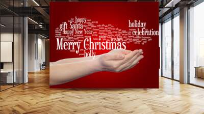 Conceptual Merry Christmas word cloud Wall mural