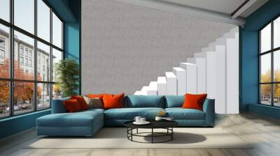 Conceptual stair on wall background building or architecture as metaphor to business success, growth, progress or achievement. 3D illustration of creative steps riseing up to the top as vision design Wall mural