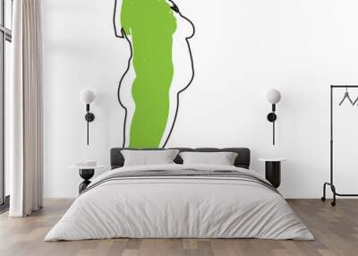 Vector conceptual fat overweight obese female vs slim fit healthy body after weight loss or diet with muscles thin young woman isolated. Fitness, nutrition or fatness obesity, health silhouette shape Wall mural