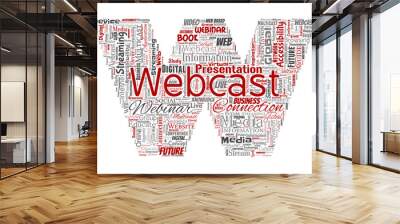 vector conceptual webcast or webinar letter font red communication online network education word clo Wall mural