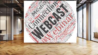 vector conceptual webcast or webinar round circle red communication online network education word cl Wall mural