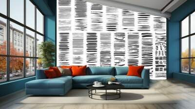 Very large collection or set of 600 artistic black paint brush strokes Wall mural