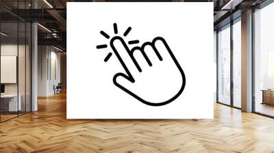 Click here the button with the hand icon. Linear icon for web sites. flat vector illustration isolated Wall mural