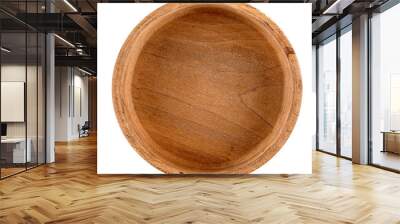 Isolated brown empty natural wooden bowl Wall mural